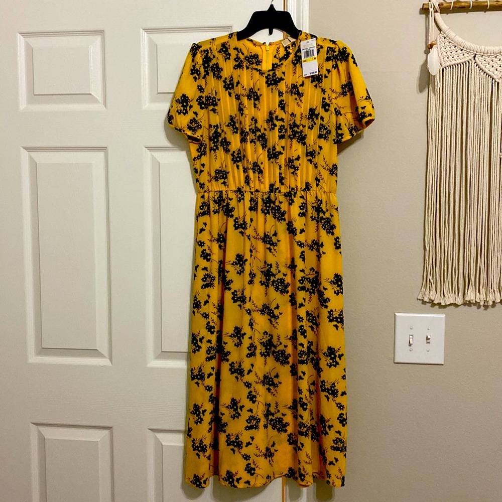 MICHAEL Kors yellow with black flowers dresse